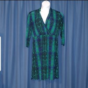 Blue green Liz Claiborne snake print dress